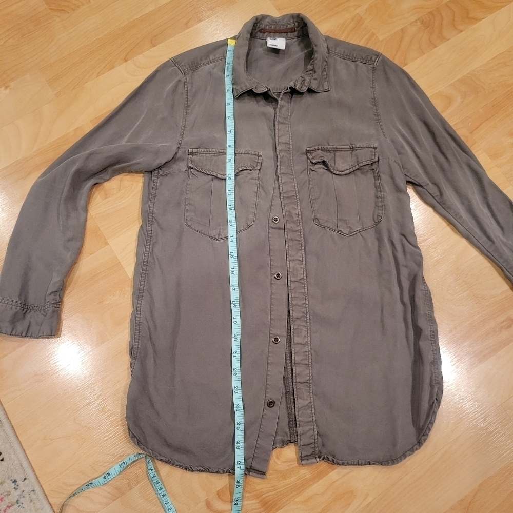 H&M Khaki Army Green Button Up Shirt Size 4 - Picture 3 of 7